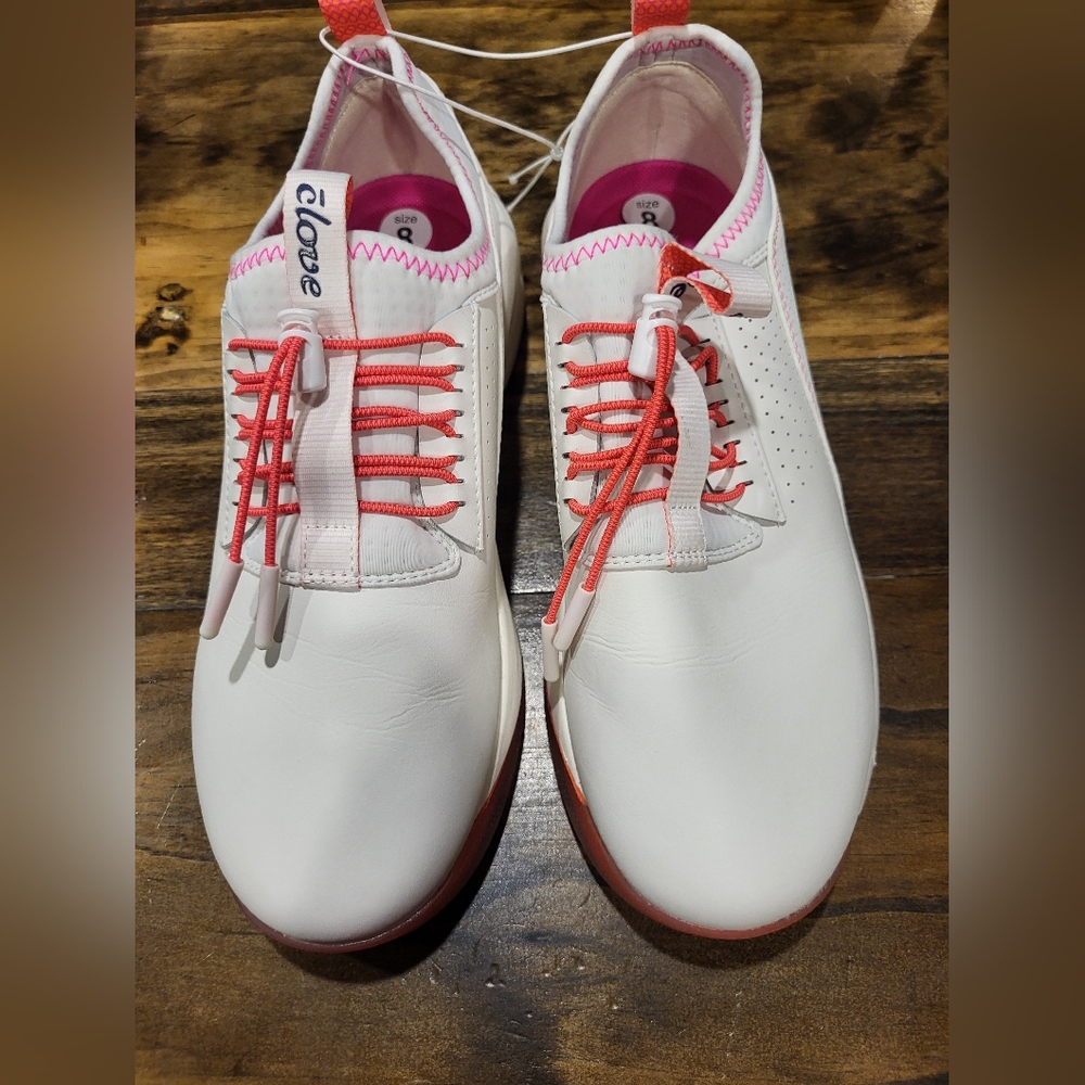 CLOVE NURSES SHOES WHITE PEACH/ORANGE LACES NEW W/OUT TAGS W SZ 8